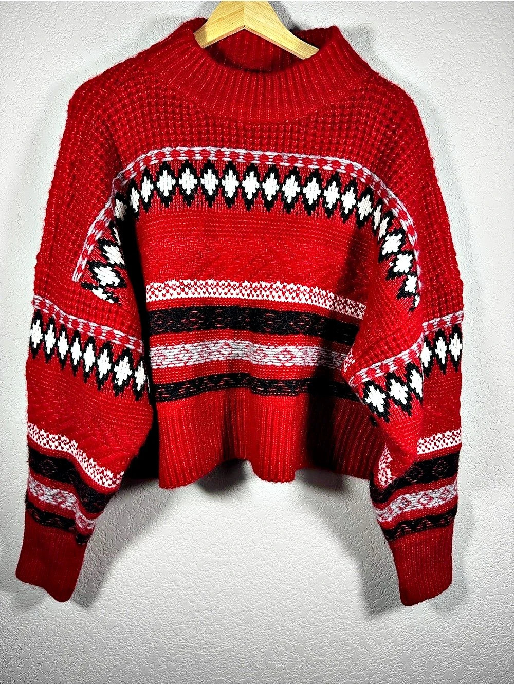 Arizona Jean Co Fair Isle Knit Sweater in Red XL/XXL